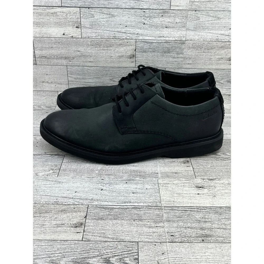 Clarks Men Shacre II Run Black Leather Derby Oxford‎ Shoes Size 9M 261632397